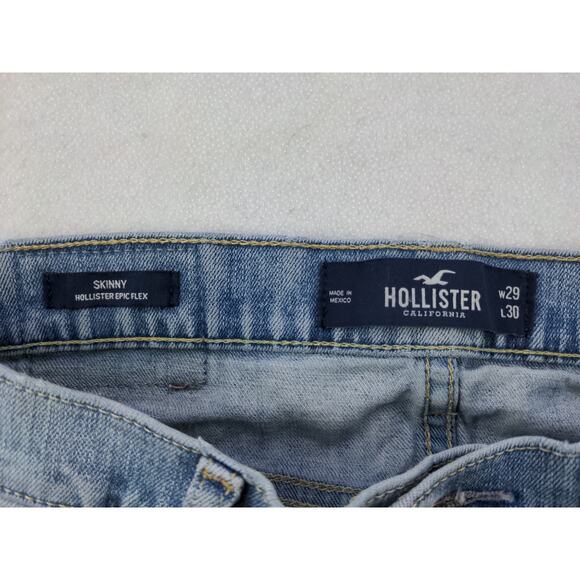 Mens Hollister Skinny Epic Flex Jeans Size 29x30 Blue Denim Cotton Blend Logo - Picture 7 of 11